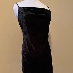 Black stretch velvet slip dress, size 6/S